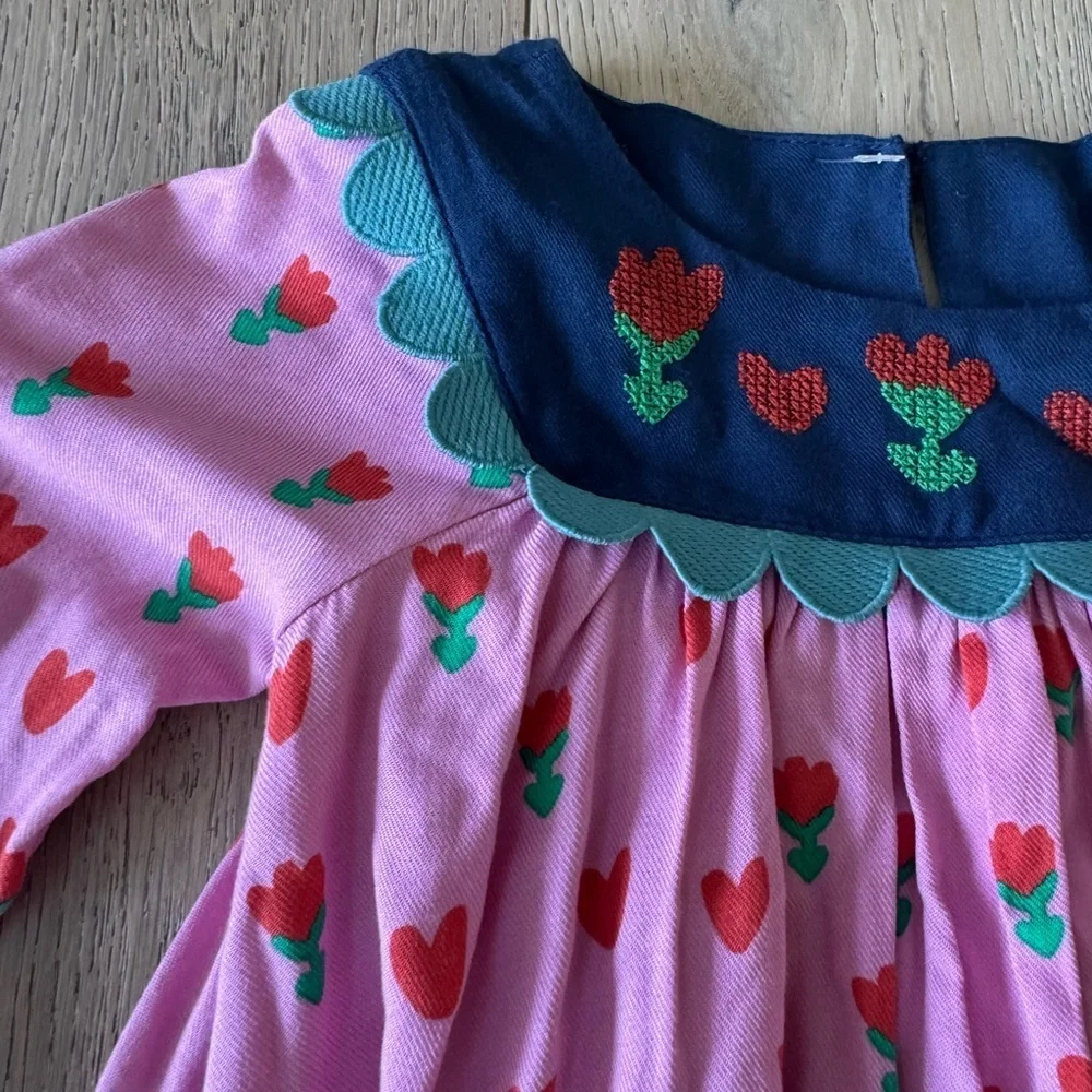 Stella McCartney Kids Pink Tulip Print Dress and Bloomers Set 12 Months